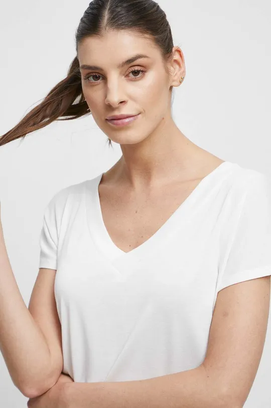 beżowy T-shirt damski gładki kolor kremowy