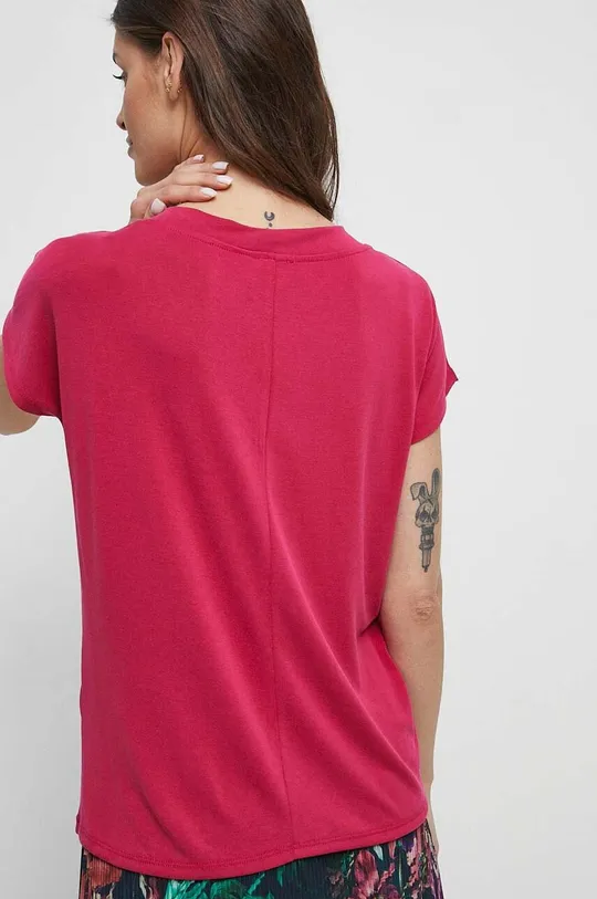 T-shirt damski gładki kolor różowy 70 % Modal, 25 % Poliester, 5 % Elastan