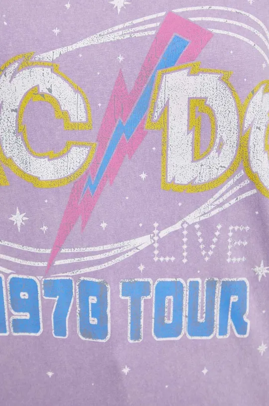 T-shirt bawełniany damski AC/DC kolor fioletowy