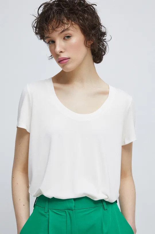 beżowy T-shirt damski gładki kolor beżowy