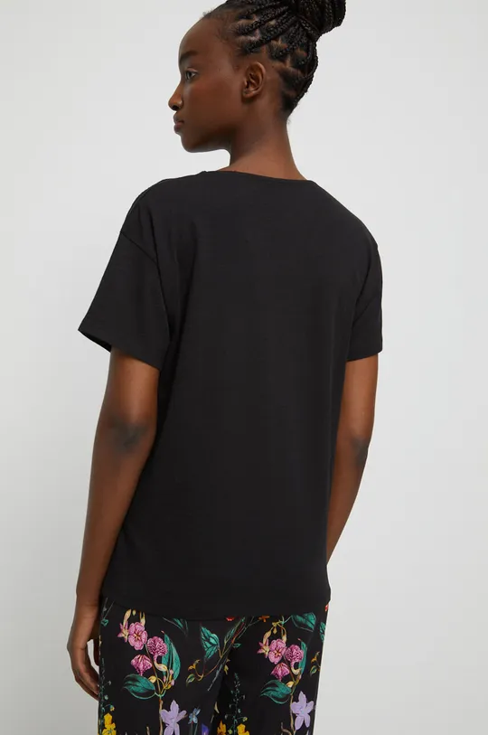 T-shirt bawełniany gładki kolor czarny 100 % Bawełna