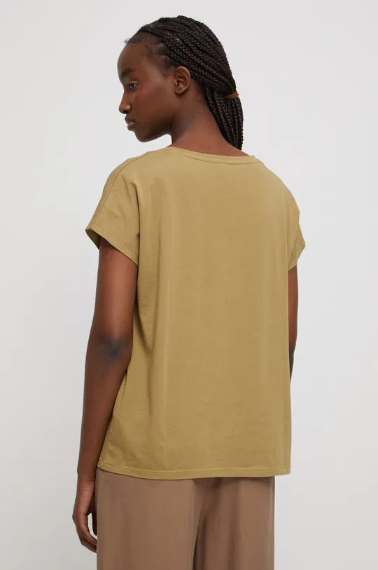 T-shirt bawełniany damski z nadrukiem kolor zielony 100 % Bawełna