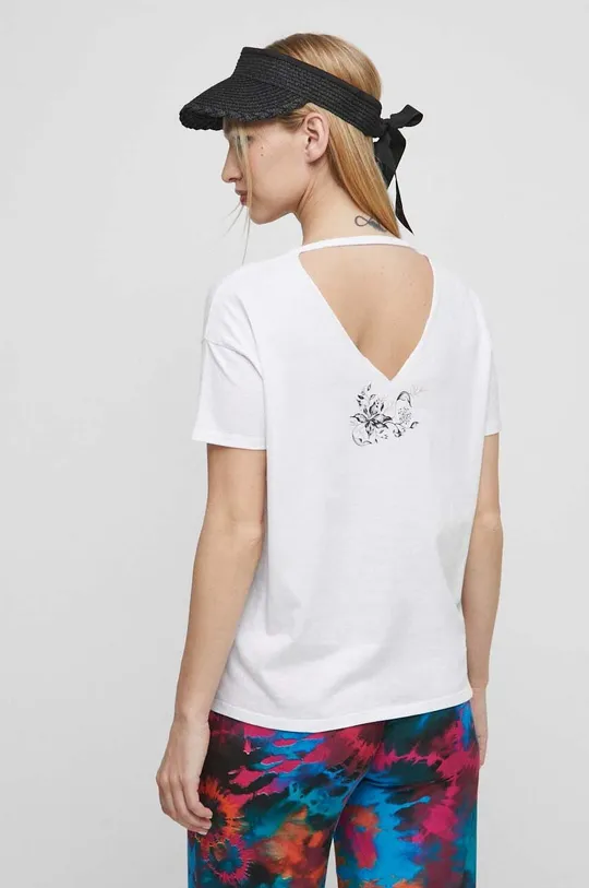 T-shirt bawełniany damski Tattoo Art by Katarzyna Załęska - Alanama Starflame, kolor biały 100 % Bawełna