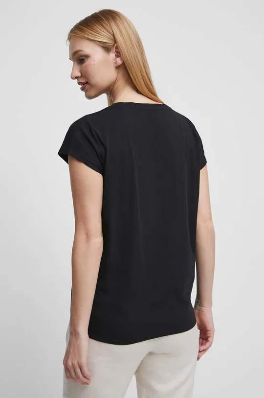 T-shirt bawełniany damski z nadrukiem kolor czarny 100 % Bawełna