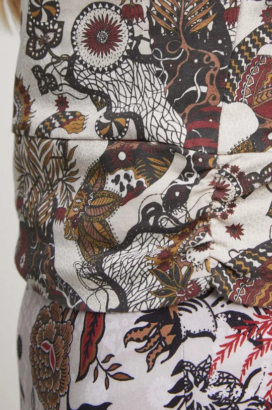 T-shirt bawełniany damski wzorzysty kolor beżowy Damski