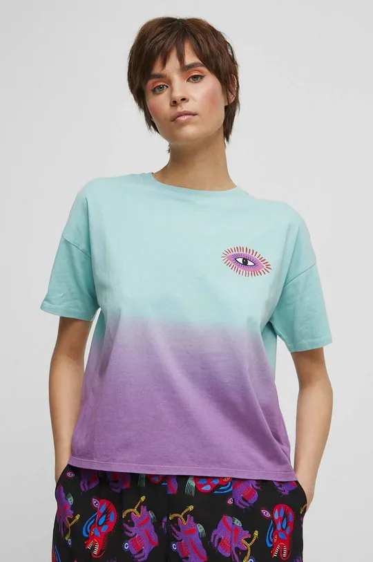 T-shirt bawełniany damski Maria Prymachenko x Medicine kolor turkusowy turkusowy