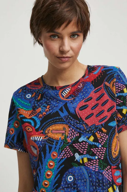 T-shirt bawełniany damski Maria Prymachenko x Medicine kolor granatowy granatowy