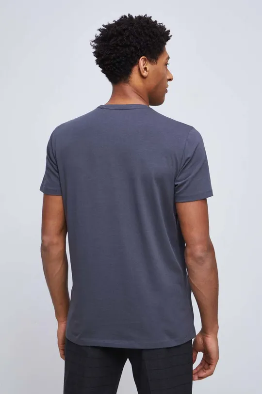 T-shirt bawełniany męski gładki z domieszką elastanu kolor szary 95 % Bawełna, 5 % Elastan