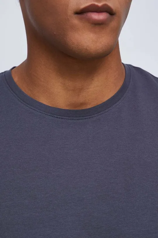 T-shirt bawełniany męski gładki z domieszką elastanu kolor szary Męski