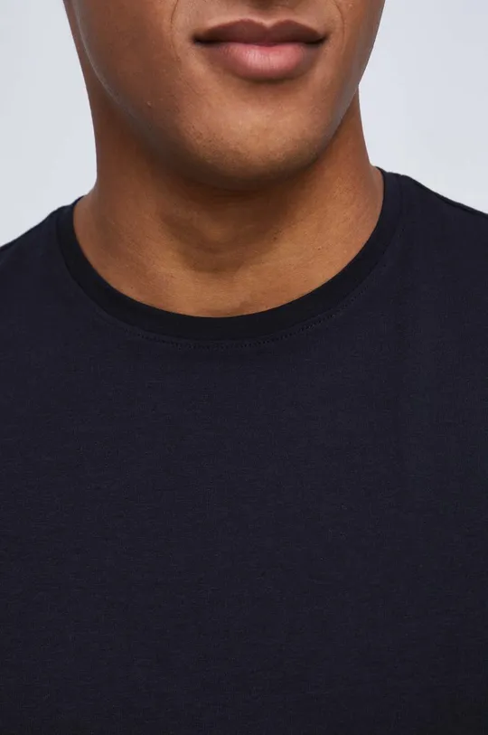 T-shirt bawełniany męski gładki z domieszką elastanu kolor czarny Męski