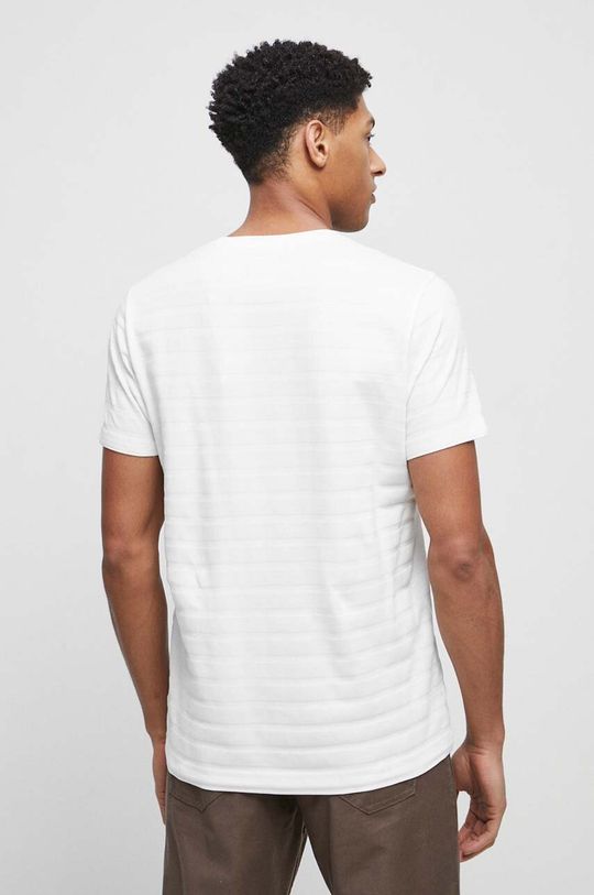 T-shirt bawełniany męski z fakturą kolor beżowy 100 % Bawełna