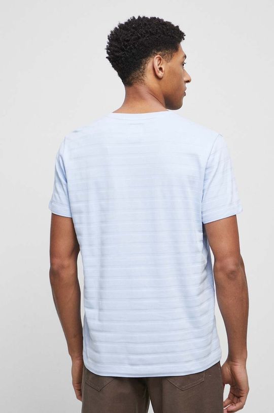 T-shirt bawełniany męski z fakturą kolor niebieski 100 % Bawełna