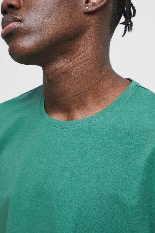 T-shirt męski gładki kolor zielony Męski
