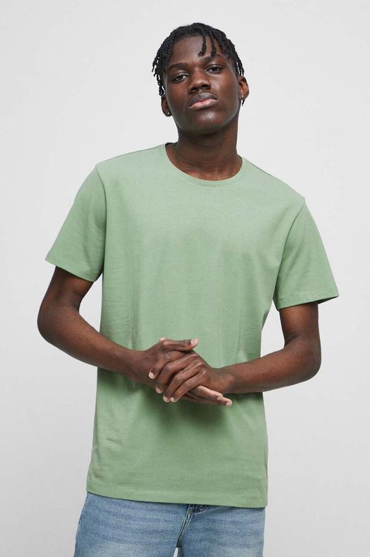 T-shirt męski gładki kolor zielony jasny zielony