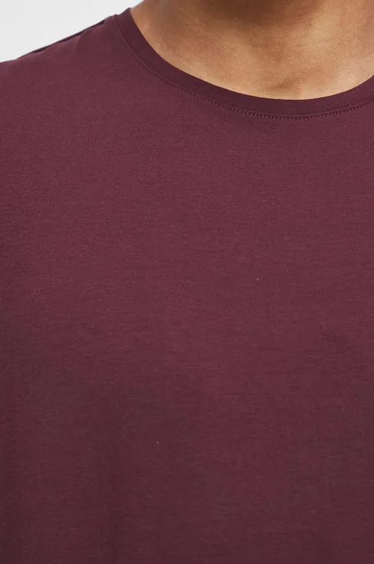 T-shirt bawełniany męski gładki z domieszką elastanu kolor bordowy Męski