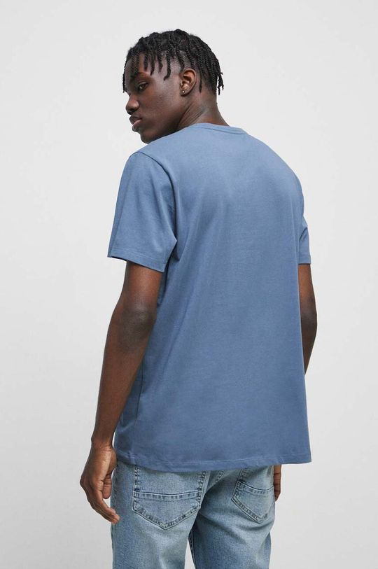 T-shirt męski gładki kolor niebieski 95 % Bawełna, 5 % Elastan