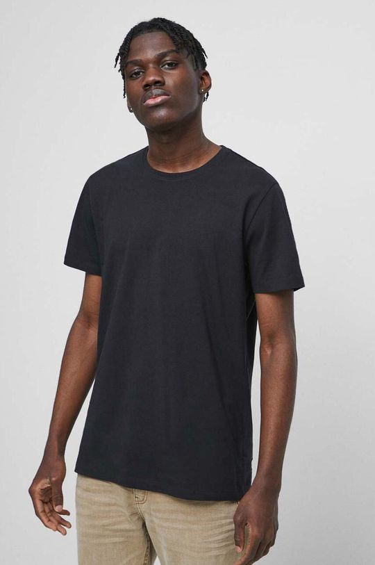 czarny T-shirt męski gładki kolor czarny Męski