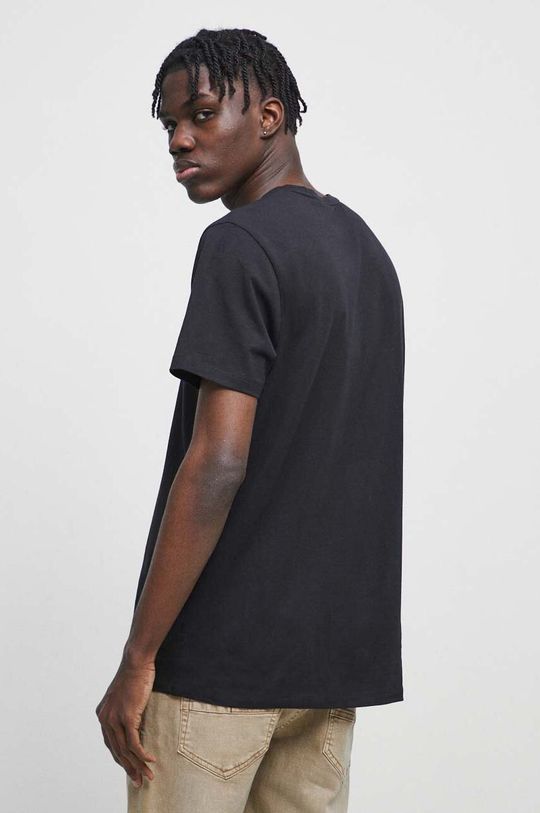 T-shirt męski gładki kolor czarny 95 % Bawełna, 5 % Elastan