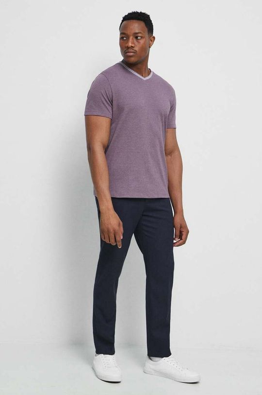 T-shirt bawełniany męski gładki kolor fioletowy stalowy fiolet