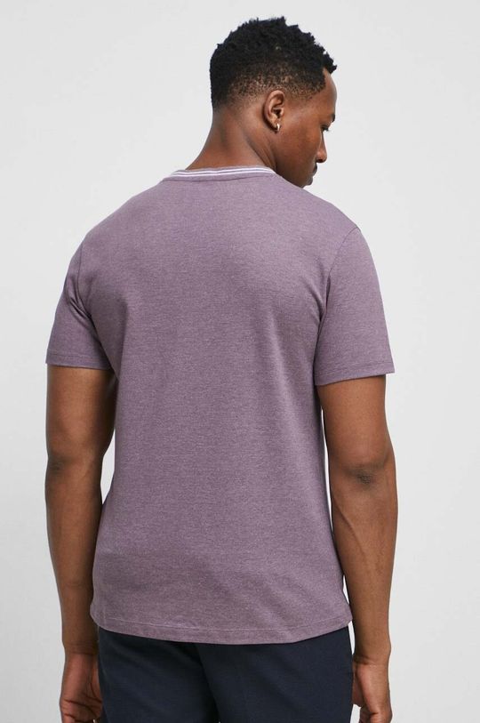 T-shirt bawełniany męski gładki kolor fioletowy <p>Produkt w kolorze białym i granatowym: 100 % Bawełna Produkt w kolorze fioletowym: 60 % Bawełna, 40% Poliester</p>