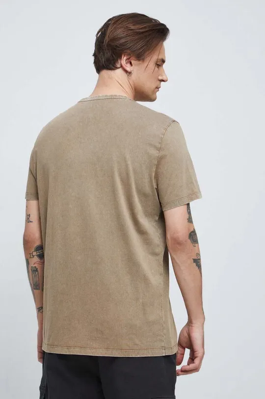 T-shirt bawełniany męski gładki kolor brązowy 100 % Bawełna