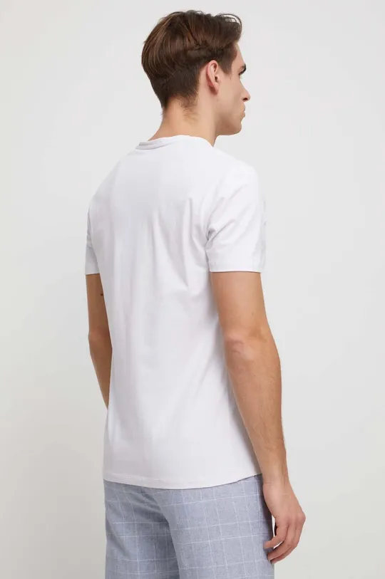 T-shirt bawełniany męski gładki z domieszką elastanu kolor biały 95 % Bawełna, 5 % Elastan