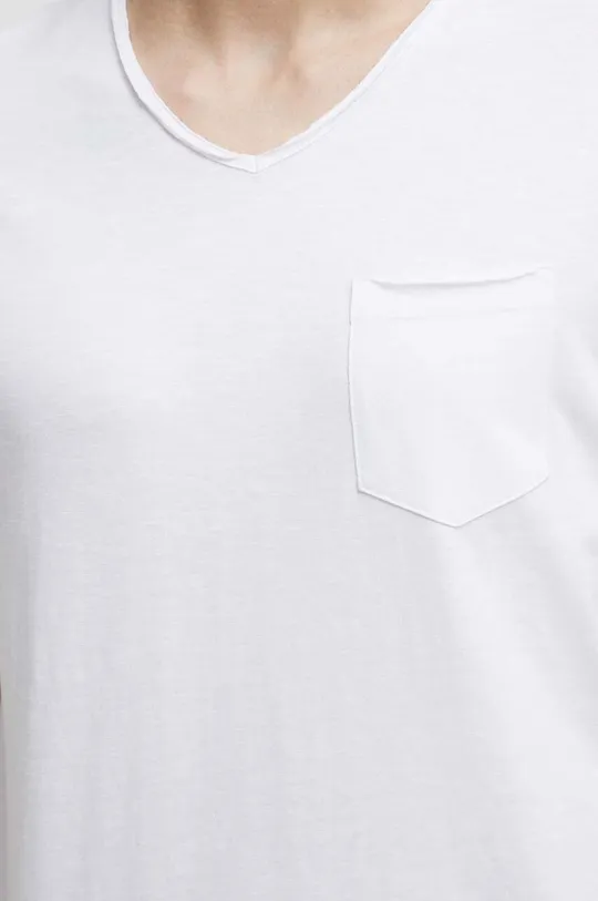 T-shirt bawełniany męski gładki kolor biały Męski