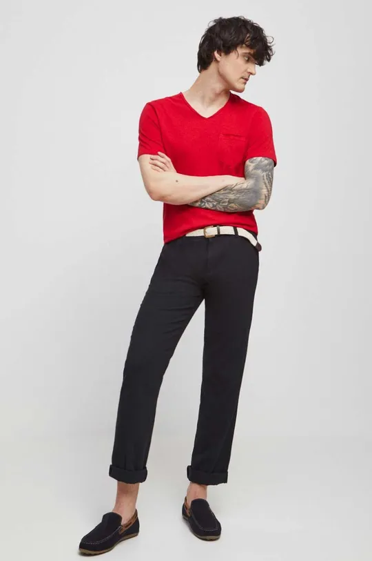 T-shirt bawełniany męski gładki kolor czerwony czerwony