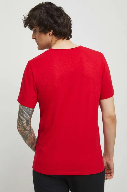 T-shirt bawełniany męski gładki kolor czerwony 100 % Bawełna
