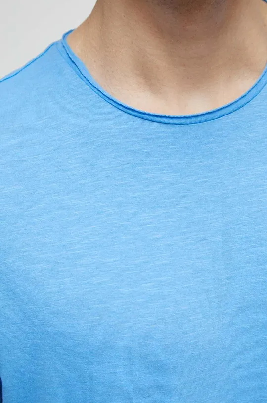 T-shirt bawełniany męski gładki kolor niebieski Męski