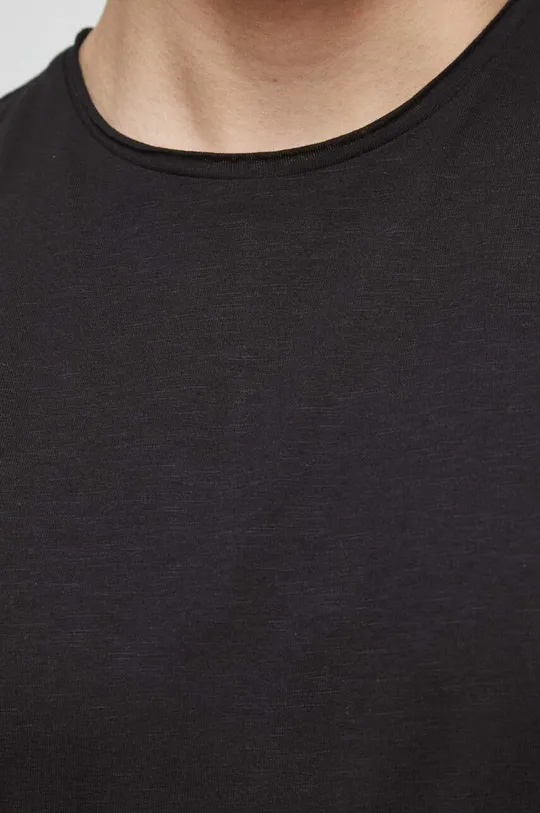 T-shirt bawełniany męski gładki kolor czarny Męski