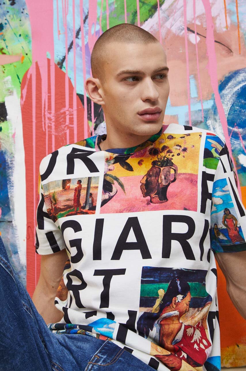 T-shirt bawełniany męski Eviva L'arte kolor biały Męski
