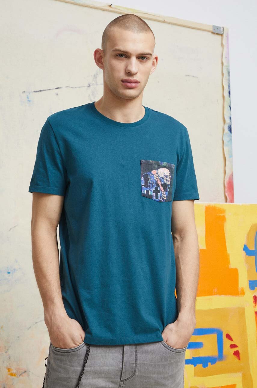 cyraneczka T-shirt bawełniany męski Eviva L'arte kolor zielony Męski
