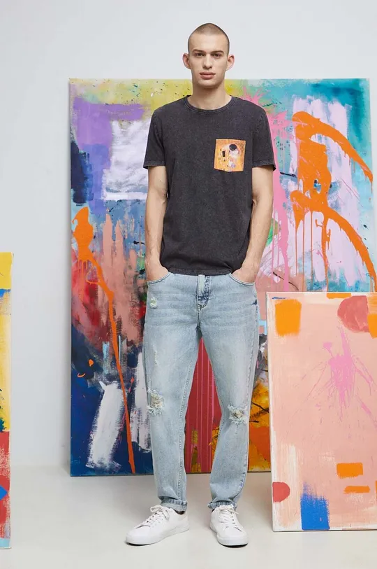 T-shirt bawełniany męski Eviva L'arte kolor szary szary