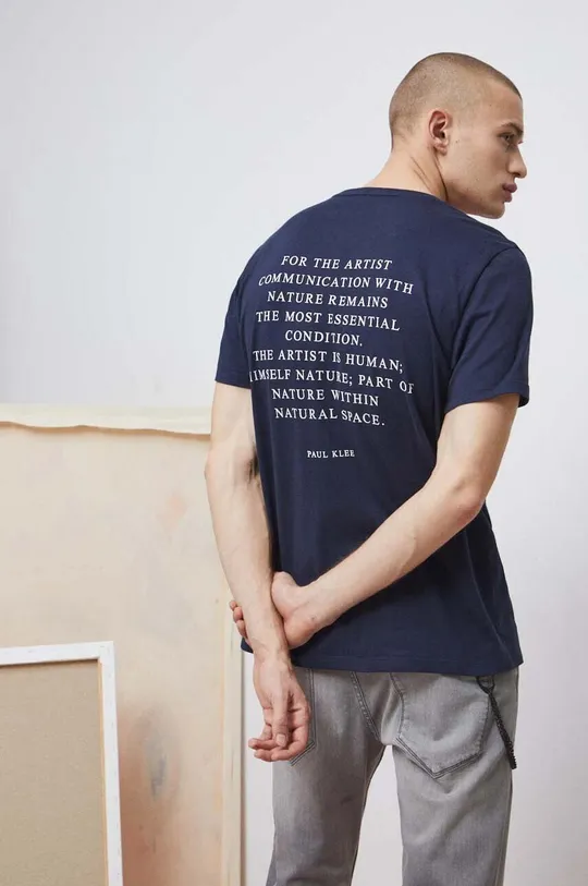 T-shirt bawełniany męski Eviva L'arte kolor granatowy 100 % Bawełna
