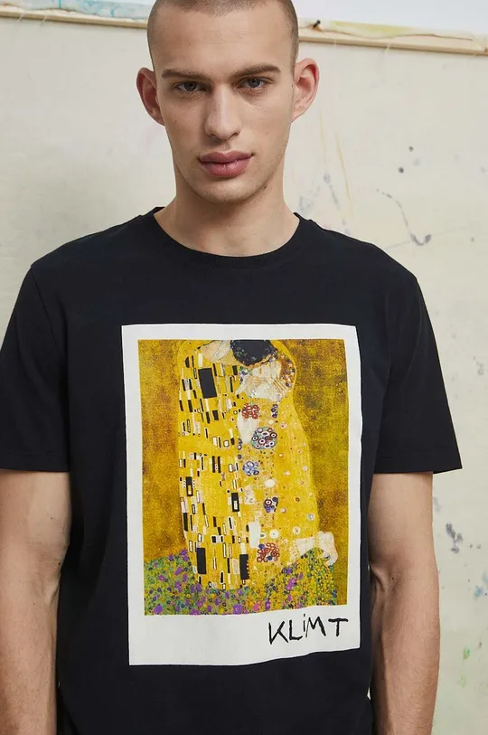 czarny T-shirt bawełniany męski Eviva L'arte kolor czarny