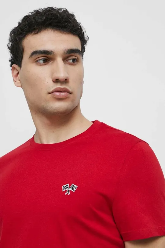 T-shirt bawełniany męski z nadrukiem kolor czerwony Męski