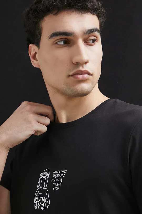 czarny T-shirt bawełniany męski by Michalina Tańska kolor czarny Męski