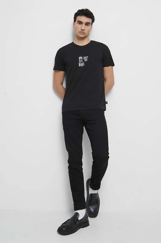T-shirt bawełniany męski by Michalina Tańska kolor czarny czarny