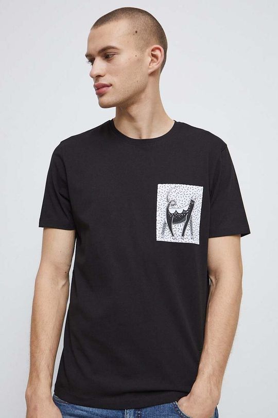 czarny T-shirt bawełniany z kolekcji Koty kolor czarny