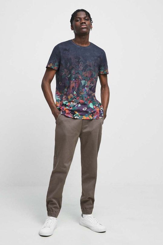 T-shirt bawełniany męski z nadrukiem kolor multicolor multicolor