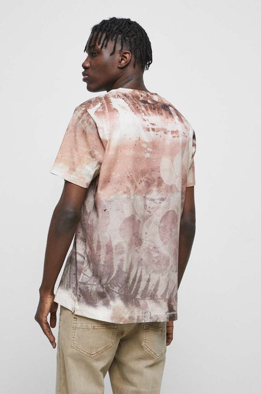 T-shirt bawełniany męski wzorzysty kolor beżowy 100 % Bawełna