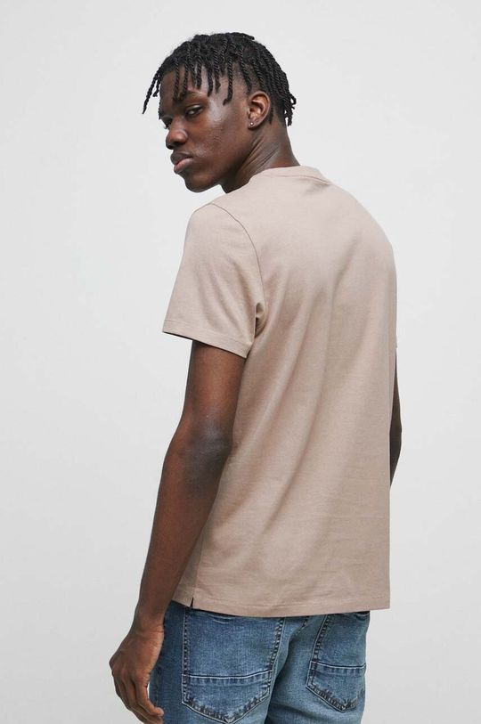 T-shirt bawełniany męski z nadrukiem kolor brązowy 100 % Bawełna