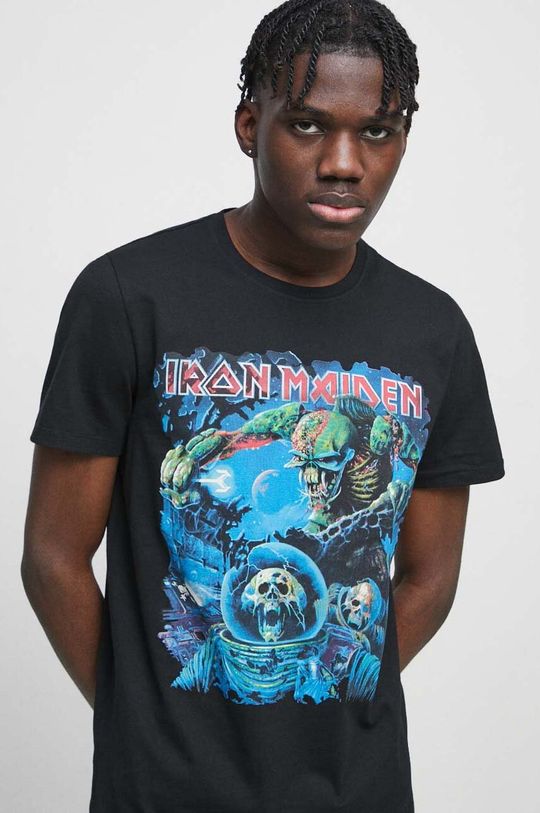T-shirt bawełniany męski Iron Maiden kolor czarny Męski