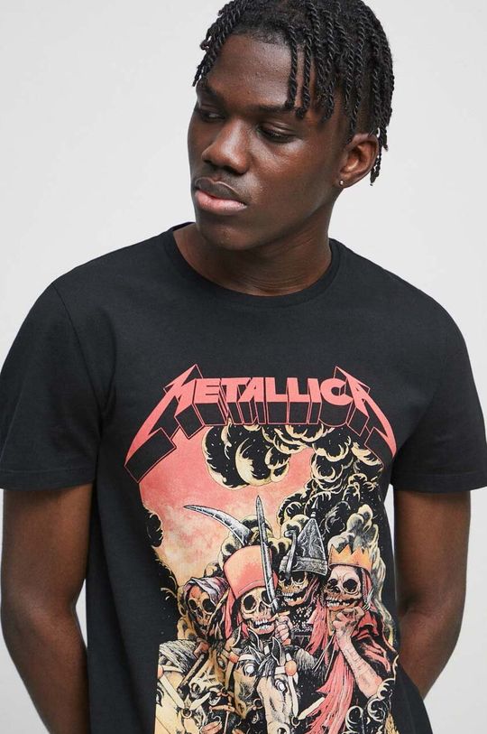 czarny T-shirt bawełniany męski Metallica kolor czarny