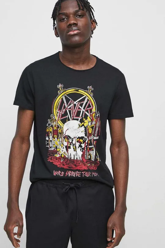 czarny T-shirt bawełniany męski Slayer kolor czarny