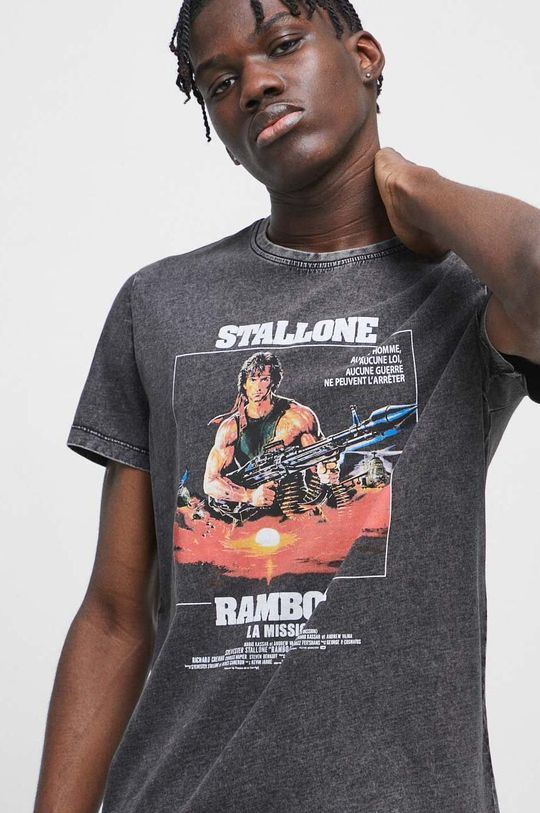 T-shirt bawełniany męski Rambo: First Blood Part II kolor szary Męski