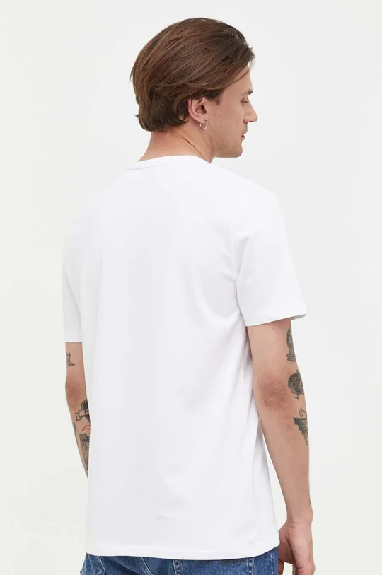 T-shirt bawełniany męski z nadrukiem z domieszką elastanu kolor biały 95 % Bawełna, 5 % Elastan