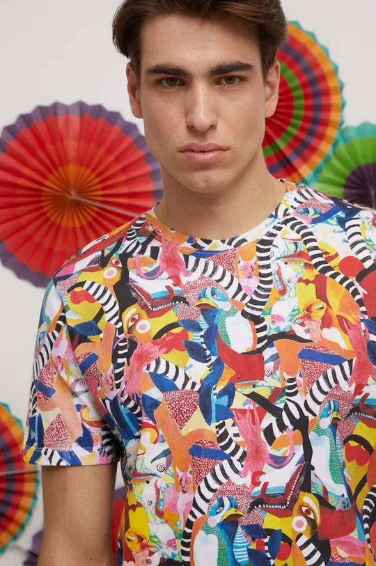 multicolor T-shirt bawełniany męski by Olamaloú kolor multicolor