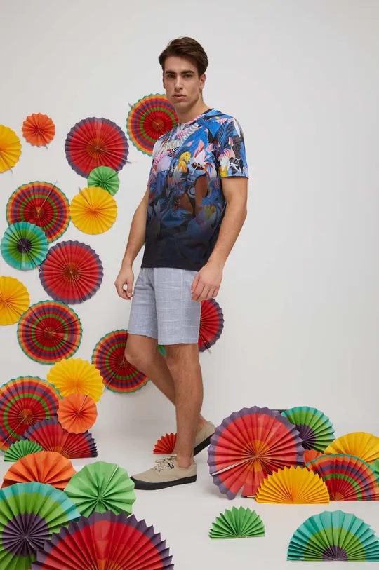 T-shirt bawełniany męski by Olamaloú kolor multicolor multicolor